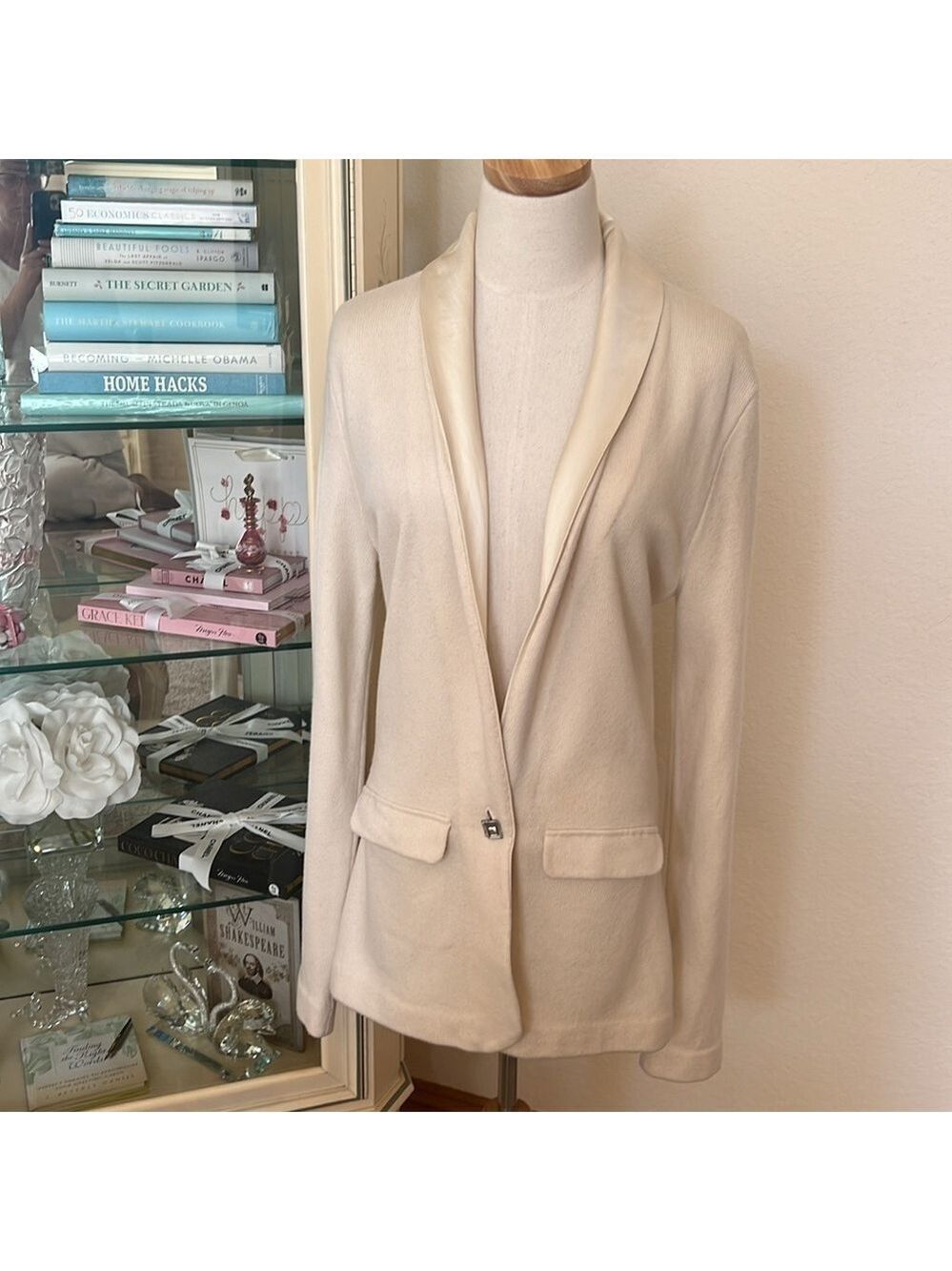 NWOT Ralph Lauren Black Label Cream Cashmere & Silk Blazer Size L